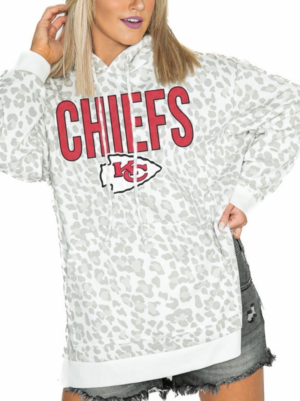 Kansas City Chiefs White Leopard Print Hoodie